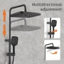 Комплект черен душ с медна чешма за баня и аксесоари за домашната баня, с широк горен спрей от 30 см, снимка 5