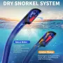 Професионален комплект екипировка за гмуркане против мъгла, панорамен изглед, сух шнорхел JRing, син, снимка 4
