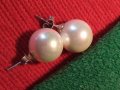 ПРЕКРАСНИ ПЕРЛЕНИ СРЕБЪРНИ ОБЕЦИ СРЕБРО 925 с ГОЛЯМА ИСТИНСКА КУЛТИВИРАНА ЯПОНСКА ПЕРЛА 43762, снимка 2
