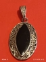 СРЕБРИСТ МЕДАЛЬОН в СТИЛ АРТ ДЕКО с ЧЕРЕН ОНИКС и МАРКАЗИТ 52164, снимка 5