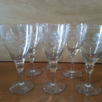 Ретро стъклени чаши гравирани , снимка 10 - Антикварни и старинни предмети - 44927625