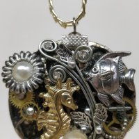 Уникален подарък колие медальон висулка стил steampunk, снимка 1 - Колиета, медальони, синджири - 35570949