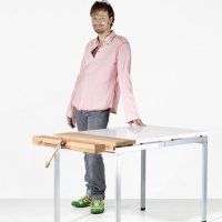 Работна маса с тезгях/менгеме от бук - IKEA UDDABO