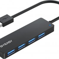 Висококачествен 4-портов USB 3.0 хъб BYEASY, ултра тънък преносим хъб за данни, снимка 1 - Други - 37873096