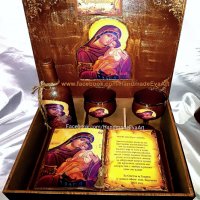 Подарък за Кръстници- Състарена книга с икона/ снимка + поздрав по избор, снимка 3 - Подаръци за кръщене - 39585636