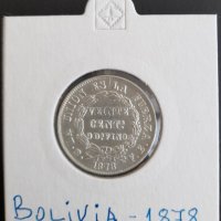 Сребърна монета Боливия 20 Сентавос 1878 г., снимка 1 - Нумизматика и бонистика - 39159894