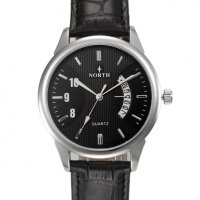 Мъжки часовник 018, черна каишка, с дата, снимка 1 - Мъжки - 27899923
