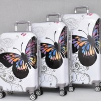 Комплект 3 куфара ABS с пеперуди, снимка 1 - Куфари - 44132681
