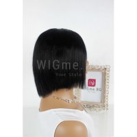 Къса асиметрична права черна перука Мира, снимка 2 - Аксесоари за коса - 34933754