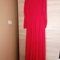 Страхотна дълга червена рокля H&M+подарък червило Max factor , снимка 12 - Рокли - 35453158