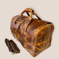 Пътна винтидж чанта от естествена кожа в кафяво, снимка 2 - Чанти - 37037769