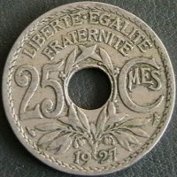 25 сантима 1927, Франция, снимка 1 - Нумизматика и бонистика - 28427676