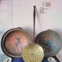 Стари гевгири,цедки- сита, ръчно изковани от мед над 100 годишни., снимка 4 - Антикварни и старинни предмети - 42589099