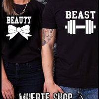 Комплект за двойки THE BEAUTY AND THE BEAST с щампа, снимка 2 - Тениски - 44017097