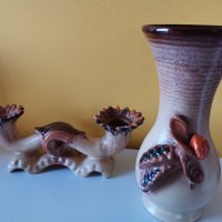 Комплект свещник и ваза, снимка 1 - Вази - 44041881