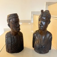 Абаносови глави комплект Африкански стари, снимка 1 - Статуетки - 43239357