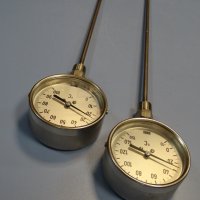 биметален термометър Wika thermometer ф100mm, 0/+100°C, -10/+150°C, L-400-500mm, снимка 7 - Резервни части за машини - 37104512