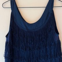 H&M Рокля с ресни в тъмно син цвят L размер  💙, снимка 3 - Рокли - 43980974