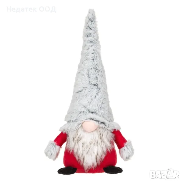 Коледна, Декоративна, Фигура, Гном, Сив, 30 см, снимка 1