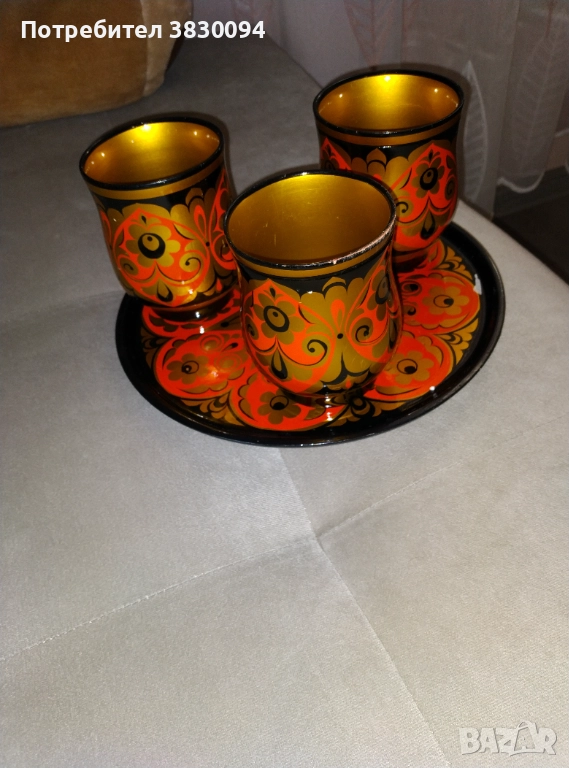 Стар рисуван.поднос, снимка 1