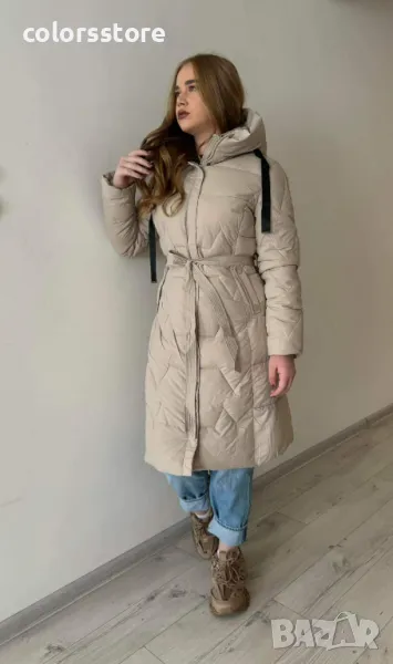 Дамско дълго зимно яке-бежаво IM63U, снимка 1