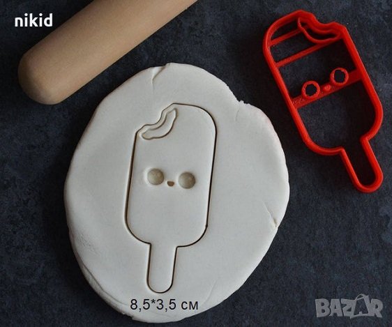 Сладолед на клечка Ескимо пластмасов резец форма фондан тесто бисквитки, снимка 1