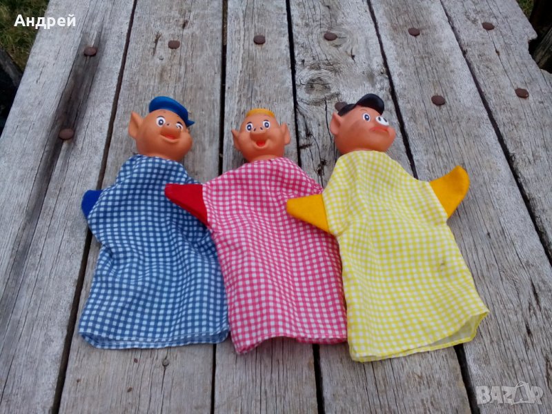 Стари кукли за куклен театър,Трите Прасенца, снимка 1