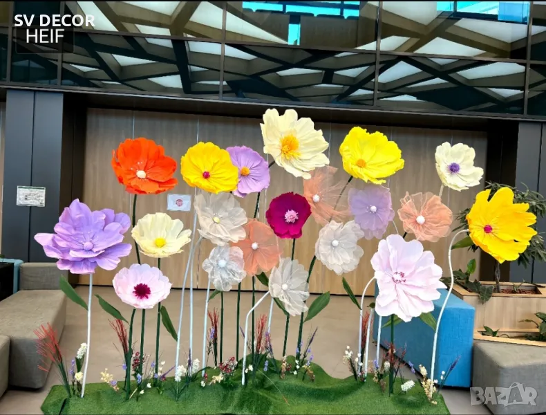 Цветя от Креп хартия и Органза / Цена за брой, снимка 1