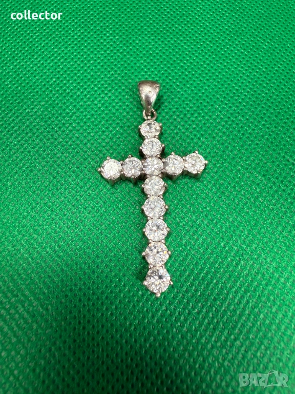 Масивен сребърен кръст с 12циркона. №7701, снимка 1