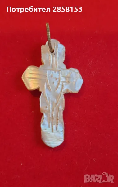 Старинно кръстче изработено от седеф, снимка 1