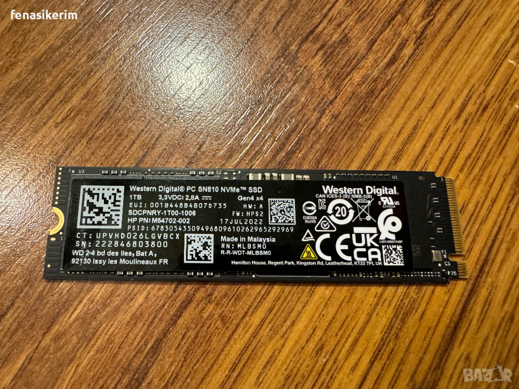 НОВО WD SN810 1000GB 1TB SSD NVMe SSD 2280 Gen 4 x4 PCIe, снимка 1