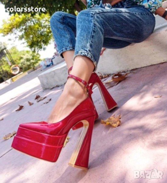 Обувки на ток - червен лак - VT2, снимка 1