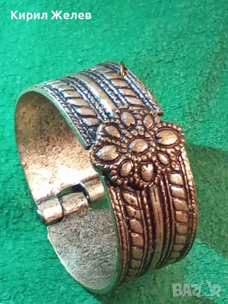 СТАРА БРОНЗОВА ФЛОРАЛНО ОРНАМЕНТИРАНА ВЪЗРОЖДЕНСКА РЯДКА ГРИВНА ПОСРЕБРЕНА 2204, снимка 1