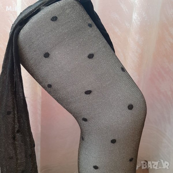 М Златист брокатен чорапогащник с точки , снимка 1