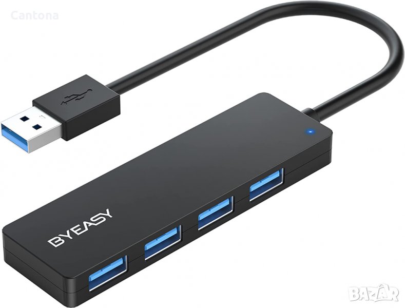 Висококачествен 4-портов USB 3.0 хъб BYEASY, ултра тънък преносим хъб за данни, снимка 1