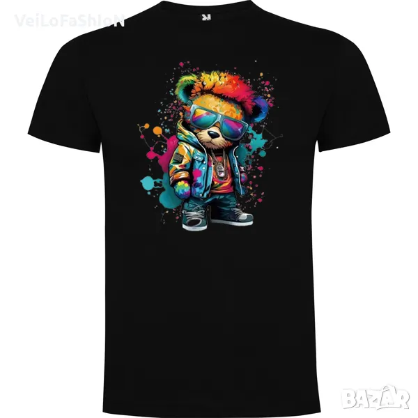 Нова детска тениска с Мече - Hip Hop (RALPH BEAR) в черен цвят , снимка 1