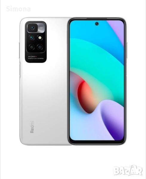Смартфон Xiaomi Redmi 10 (2022), 64GB, 4GB RAM, 4G, Бял, снимка 1