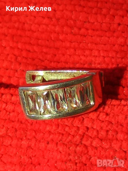 СТАРА СКЪПОЦЕННА СРЕБЪРНА ОБЕЦА СРЕБРО 925 - АНГЛИЯ с ФАСЕТ КРИСТАЛИ 25916, снимка 1