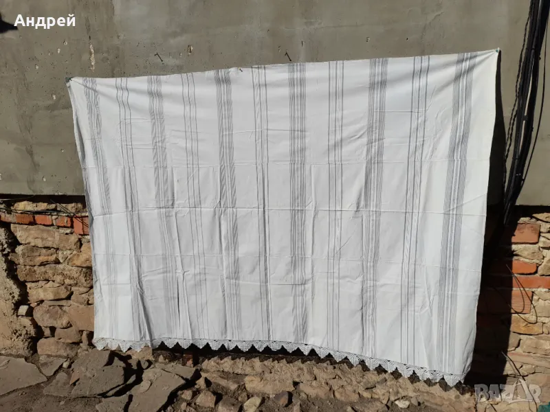 Стар чаршаф с дантела #3, снимка 1