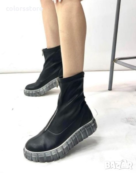 Равни боти - черна кожа със сиво ходило - BTK22, снимка 1
