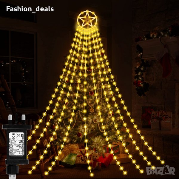 Нова Външна коледна украса Лампички Светлини двор Градина Дърво Елха, снимка 1