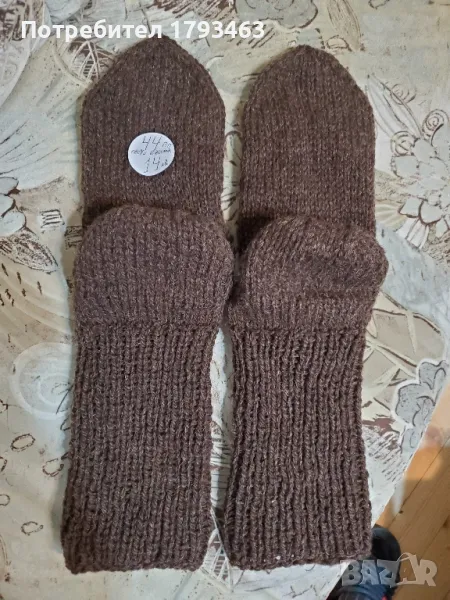 Ръчно плетени мъжки чорапи от вълна, размер 44, снимка 1