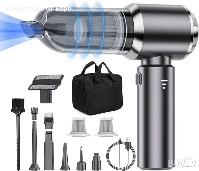 Безжична прахосмукачка за кола, мини прахосмукачка 21000PA с висока мощност, 4 в 1, снимка 1