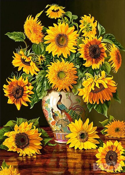 Диамантен Гоблен със слънчогледи, снимка 1