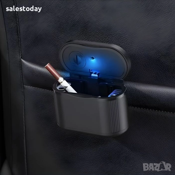 Пепелник за кола с LED, кошче за боклук, снимка 1