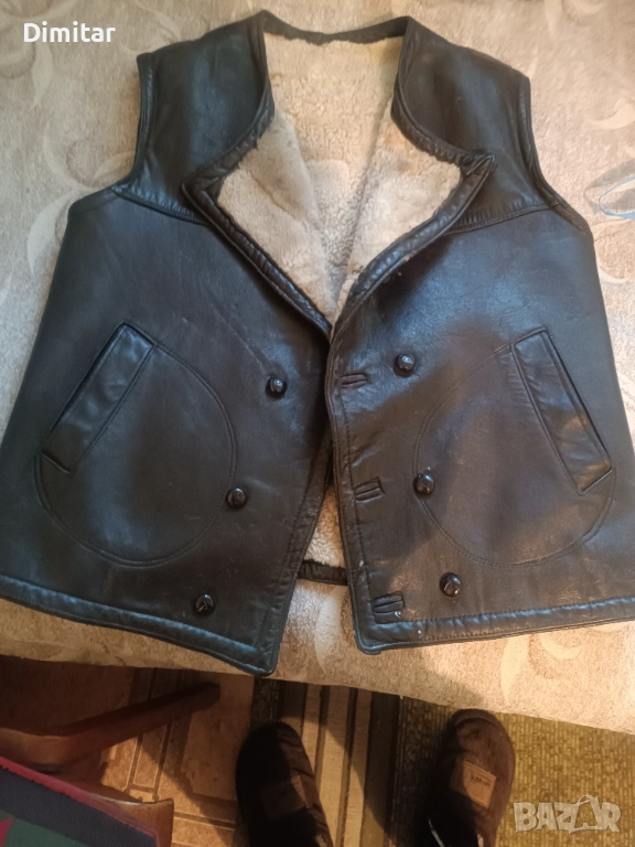 Кожен елек с подплата, снимка 1