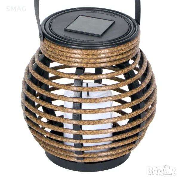 Соларен настолен фенер лампа Кафяв Черен Ø15x15см S_1178477, снимка 1