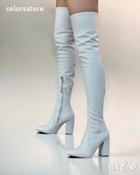 Чизми на ток - бежова кожа - O250, снимка 1