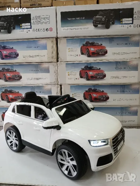Ново!Промо цена!Акумулаторен джип Аudi Q5 с меки гуми и кожена седалка 12v, снимка 1