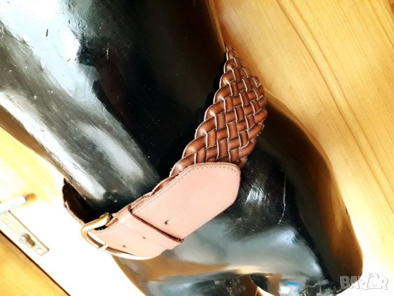 Кафяв дебел кожен колан плетка , снимка 1
